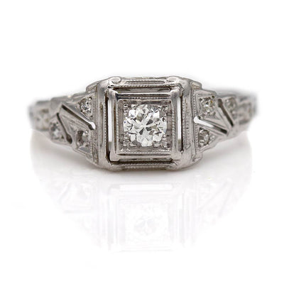 Antique Square Diamond Engagement Ring