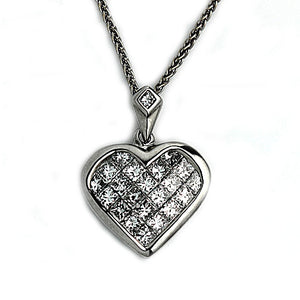 Invisible Set Diamond Heart Pendant