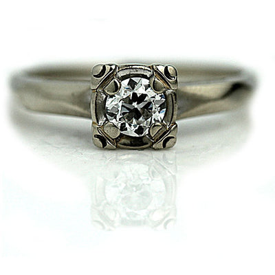 Wide Band Solitaire Engagement Ring