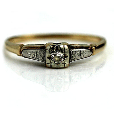 1950s Two Tone Diamond Engagement Ring