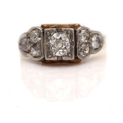 Unique Old Mine Cut Diamond Engagement Ring - Vintage Diamond Ring