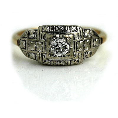 Mid Century .25 Carat Solitaire Diamond Ring - Vintage Diamond Ring