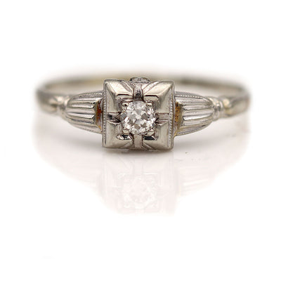 Two Tiered Antique Diamond Engagement Ring