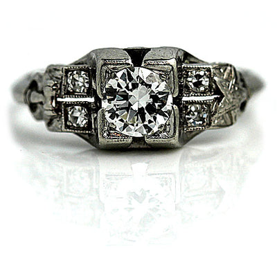 Antique Eastern Star Masonic Diamond Engagement Ring
