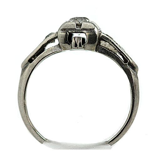 Antique .33 CTW Petite Square Vintage Diamond Ring with Side