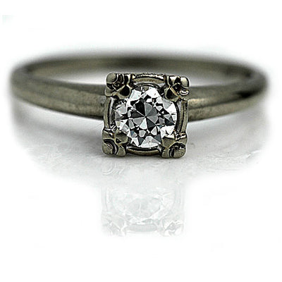 Vintage Prong Set Solitaire Diamond Engagement Ring