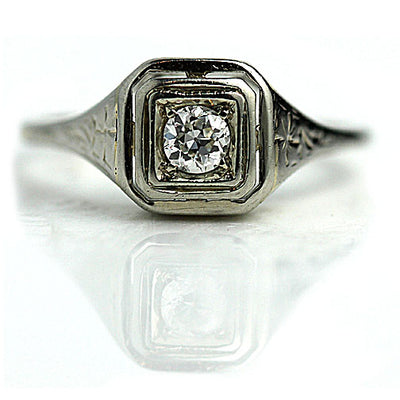 Antique Two Tiered Square Engagement Ring