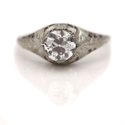 Vintage Diamond Engagement Ring .92 Ct GIA I/VS2