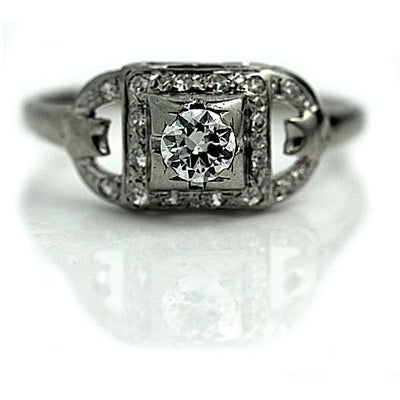 Bezel Set Rectangular Diamond Engagement Ring