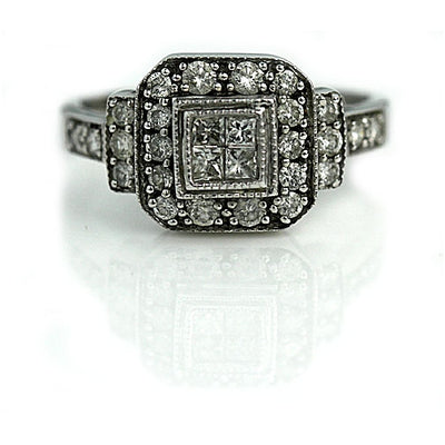 Halo Engagement Ring with Illusion Set Diamonds