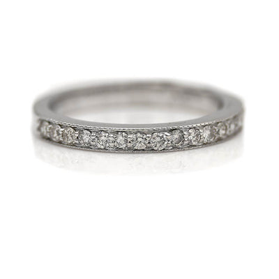 Vintage Round Cut Diamond Half Wedding Ring
