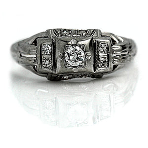 Antique Diamond Engagement Ring with Side Stones