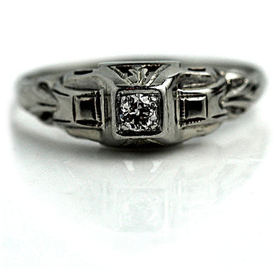 Dainty Engagement Ring with Filigree Engravings