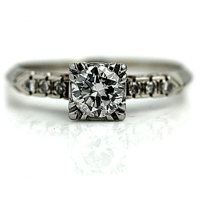 1950s Vintage Diamond Ring with Side Stones