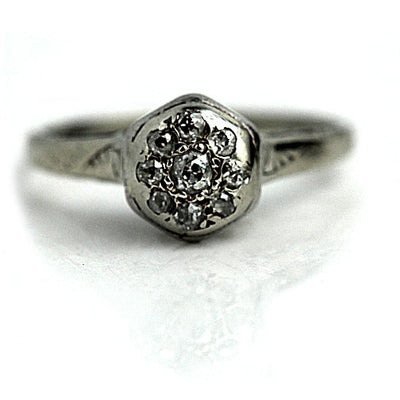 Petite Cluster Diamond Engagement Ring