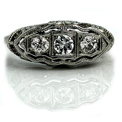 Art Deco Antique Three Diamond Engagement Ring