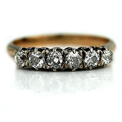 Victorian Two-Tone Mine Cut Diamond Wedding Ring