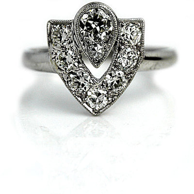 Half-Asymmetrical Diamond Engagement Ring in Platinum
