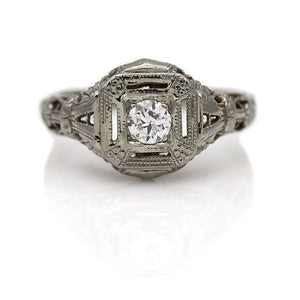 Art Deco .20 CTW Old Euro Diamond Antique Engagement Ring
