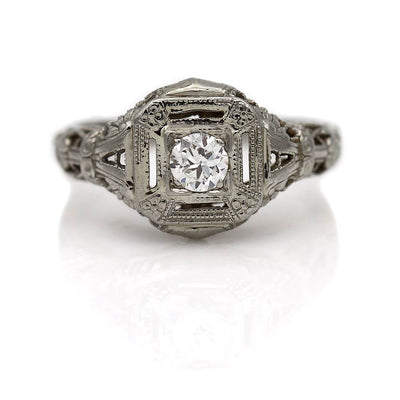 Unique Art Deco Diamond Engagement Ring