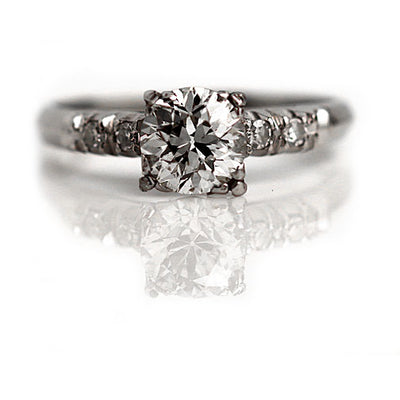 Trefoil Prong Old European Cut Diamond Engagement Ring 