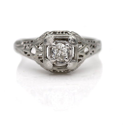 Vintage Old Mine Cut Diamond Engagement Ring - Vintage Diamond Ring