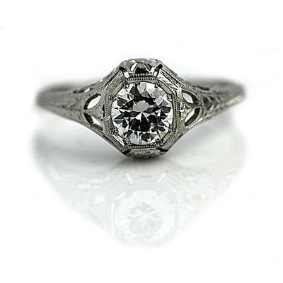 Low Profile Art Deco Solitaire Engagement Ring