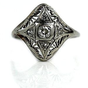 Mid-Century European Cut Diamond Dinner Ring