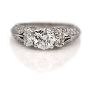 Mid-Century 1.91 CTW Simon G Vintage Engagement Ring Oval Cut Diamonds GIA H/I1