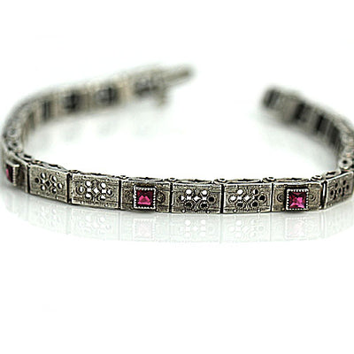 Art Deco Filigree Ruby Bracelet - Vintage Diamond Ring