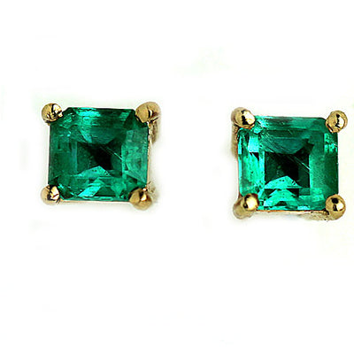 Vintage Square Cut Emerald Earrings - Vintage Diamond Ring