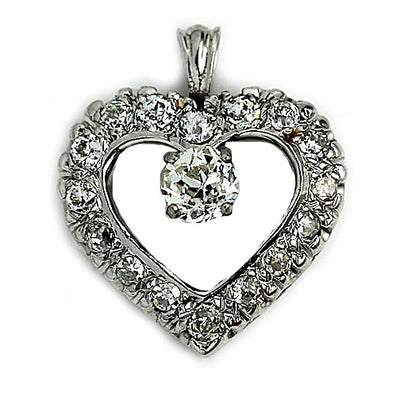.40 Carat Mid-Century Diamond Heart Pendant