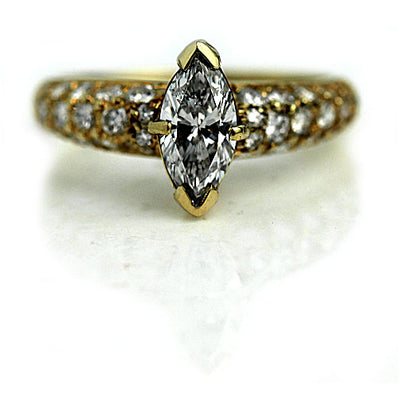 Vintage Marquis Diamond Engagement Ring in Yellow Gold