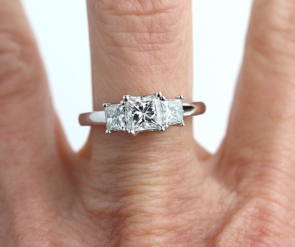 Carat Princess Cut Diamond Engagement Ring Contemporary CTW Three