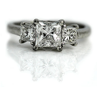 Vintage Three Stone Princess Cut Engagement Ring