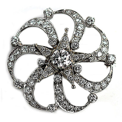 .87 Carat Vintage Star Platinum Brooch - Vintage Diamond Ring