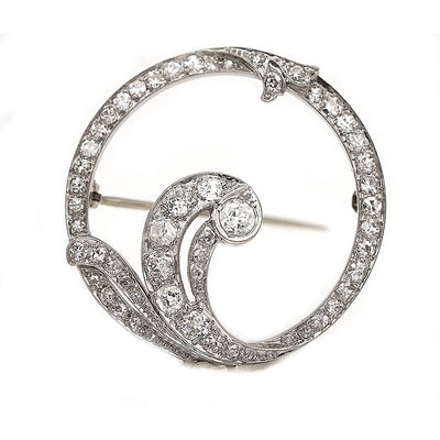 Art Deco Diamond Circle Pin Brooch