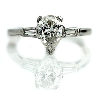 Vintage Pear Shape Diamond Ring GIA 1.17 Carat H SI2 - Vintage Diamond Ring