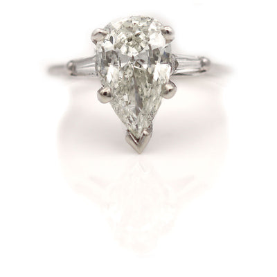 Vintage 2.31 Carat Pear Shape Diamond Ring GIA L/I1