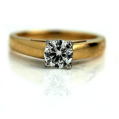 Vintage Wide Band Solitaire Engagement Ring