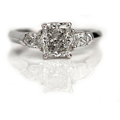 Radiant Cut Engagement Ring with Bullet Cut Diamonds