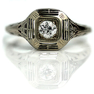 Two-Tiered Square Solitaire Engagement Ring