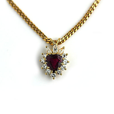 Mid-Century .80 Carat Ruby Diamond Heart Pendant - Vintage Diamond Ring